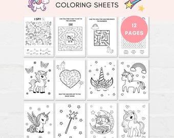 Feuilles d'activités Licorne, Coloriages Licorne, Anniversaire Licorne, Imprimables Activités Pour Enfants, Activités Imprimables, Pack D'activités Licorne