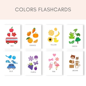 Colors Flashcards, Printable Flashcards, Learning Colors, Toddler Flashcards, Colors for Toddlers, Preschool Flashcards, Digital Flashcards