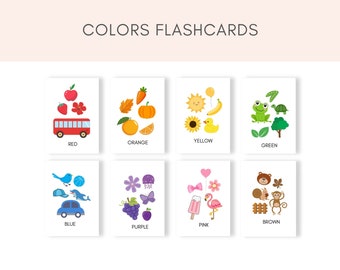 Colors Flashcards, Printable Flashcards, Learning Colors, Toddler Flashcards, Colors for Toddlers, Preschool Flashcards, Digital Flashcards