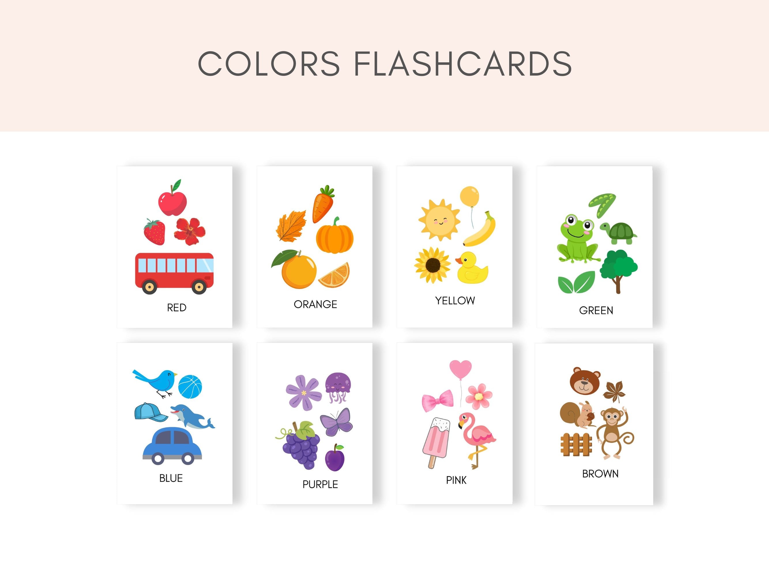 Colors Flashcards Printable Flashcards Learning Colors Etsy