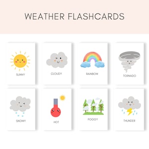 Cartes météo, Cartes météo pour tout-petits, Cartes météo pour enfants, Activités météo, Station météo, Cartes flash numériques