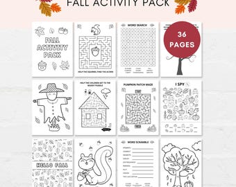 Fall Activity Printable, Fall Activities, Fall Activity Pack, Fall Activities for Kids, Fall Coloring Pages, Fall Kids Printable, Fall Games