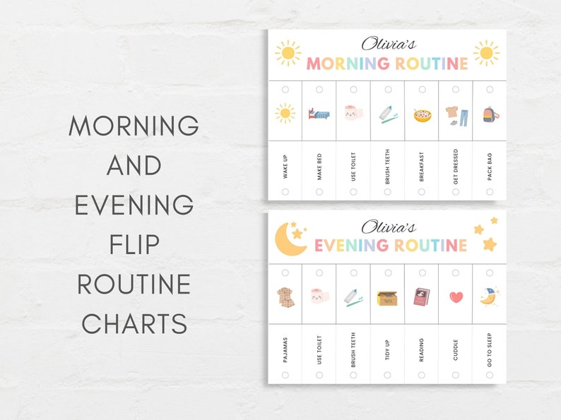 Routine Flip Chart, Morning Routine, Bedtime Routine, Kids Routine Chart, Daily Routine Chart, Daily Rhythm, Editable Routine Flipchart