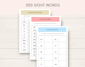 Sight Words, Sight Words Worksheets, Learn to Read, Fry Sight Words, Kindergarten-1st Grade Sight Words, Color Coded, High Frequency Words
