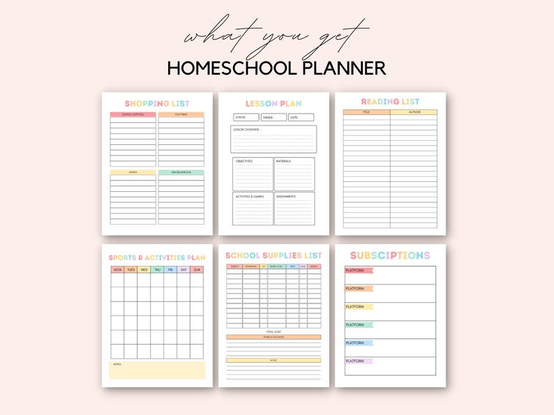 Stay organized and make homeschooling easier with this beautifully designed Homeschool Planner Printable. This printable PDF is perfect for parents who want to keep their children’s learning on track. It includes space for daily schedules, weekly goals, subjects, and more—everything you need to plan a successful homeschool routine.