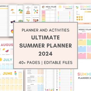 Summer Planner 2024, Summer Kids Planner, Summer Activity, Summer Bucket List, Kids Daily Schedule, Summer Vacation, Summer Planner Kit