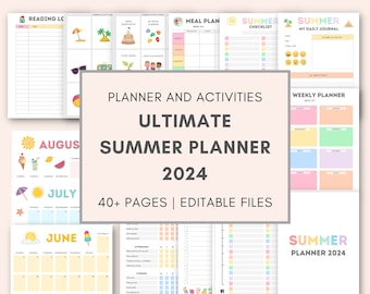 Summer Planner 2024, Summer Kids Planner, Summer Activity, Summer Bucket List, Kids Daily Schedule, Summer Vacation, Summer Planner Kit
