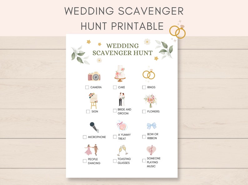 Add fun to your wedding with this Wedding Scavenger Hunt! This interactive game is perfect for engaging your guests specially kids and creating lasting memories.