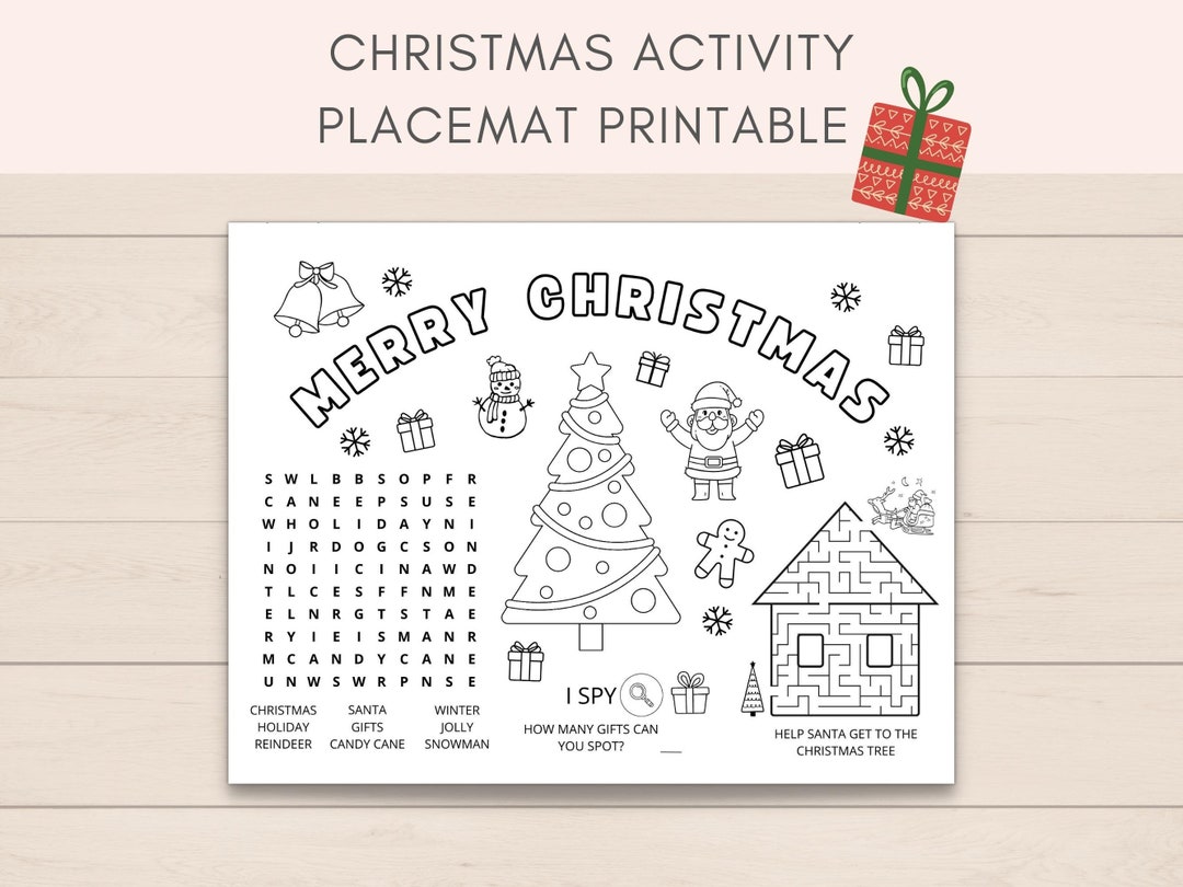 Christmas Activity Placemat, Christmas Placemat Printable, Christmas ...