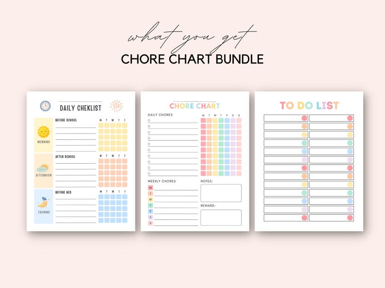 Encourage responsibility with this fun Chore Chart Bundle for Kids! This printable set is perfect for families who want to establish daily routines and teach kids discipline.