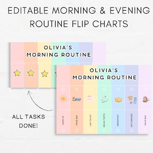 Routine Flip-Chart, Morgen-Routine, Gute-Nacht-Routine, Kinder Routine Chart, Tägliches Routine-Chart, Täglicher Rhythmus, Bearbeitbares Routine Flipchart