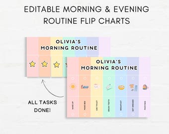 Routine Flip Chart, Morning Routine, Bedtime Routine, Kids Routine Chart, Daily Routine Chart, Daily Rhythm, Editable Routine Flipchart