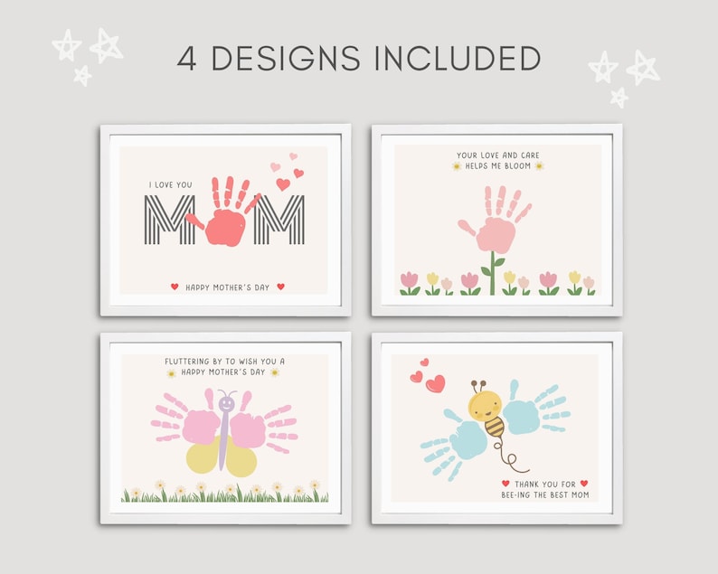 This cute Mother’s day handprint pack is a great activity keepsake/ mom gift. Perfect for toddler, preschool, nursery or baby.