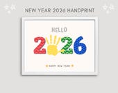 New Years Handprint Printable, 2026 Handprint Craft, Happy New Year Craft, New Year Printable, New Years Activity, New Years Eve Kids 2026