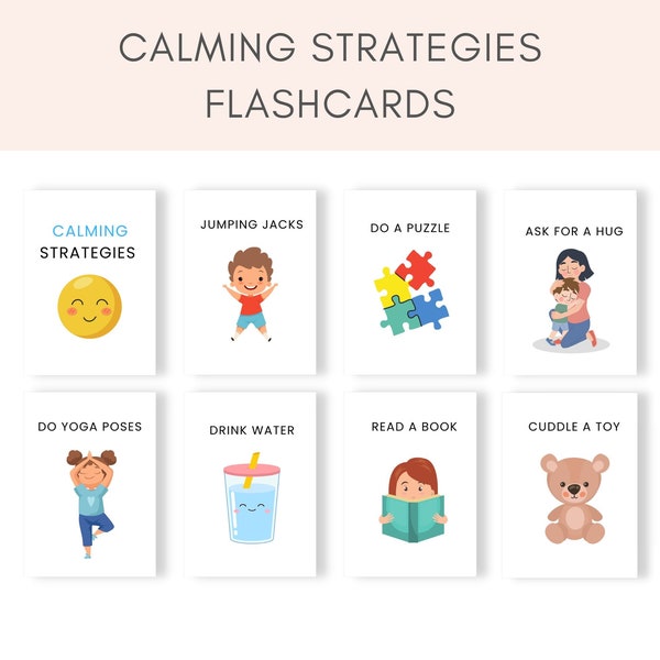 Calming Corner Flashcards, Calming Strategies, Calming Techniques, Emotion Flashcards, Calming Cards, Printable Flashcards, Calming Corner