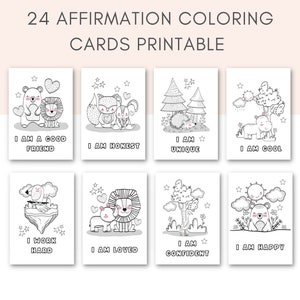 Colorazione di affermazione, Carte di affermazione per bambini stampabili, Colorazione consapevole, Carte affermative per bambini, Carte di positività, Carte da colorare