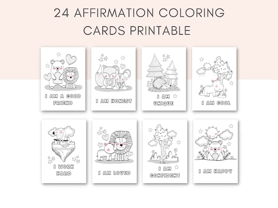 Affirmation Coloring, Affirmation Cards For Kids Printable, Mindfulness coloring, Kids affirm cards, Positivity cards, Coloring cards