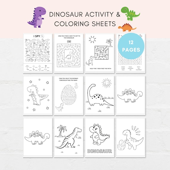 Dinosaur Activity Pack, Dinosaur Coloring Pages, Dinosaur Games, Dinosaur Activity Book, Kids Games, Printable Coloring, Dinosaur Activities