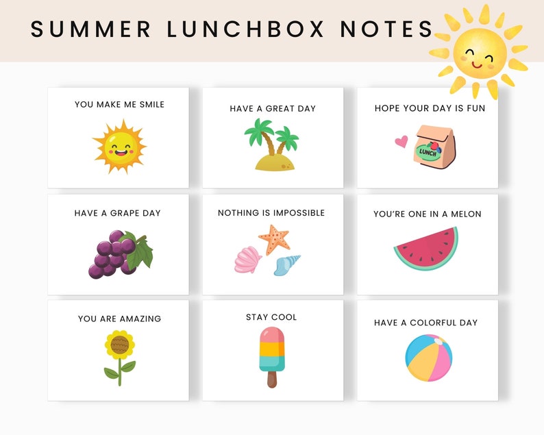 Brighten Up Your Child's Lunch with these fun Lunchbox jokes and notes bundle. This printable bundle includes more than 250 cards. It includes Classic Lunch Notes , Lunchbox Jokes, Fall Lunch Notes, Halloween Lunch Notes, Christmas Lunch Notes, Winter Lunch Notes, Spring Lunch Notes, Easter Lunch Notes and Summer Lunch Notes.