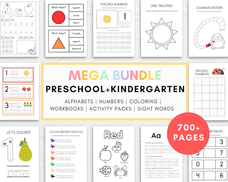 Get the Ultimate Preschool Kindergarten Bundle for a complete educational experience! This comprehensive kids learning bundle includes everything you need to engage your child with fun and interactive activities.