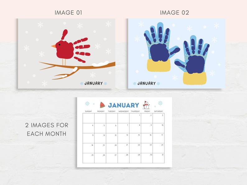Celebrate your child’s growth with this handprint calendar for 2027!
This  handprint calendar allows you to create lasting memories with your child’s handprints each month. Simply add your child’s handprints to this printable handprint calendar, and you’ll have a unique, creative, and meaningful way to celebrate the year.
