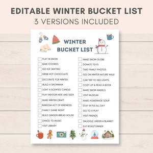 Winter Bucket List Printable, Winter Checklist, Holiday Bucket List, Winter Activities, Winter Printable, Holiday To Do List