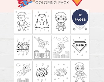 Superhero Coloring Pages, Superhero Coloring Sheets, Superhero Birthday, Superhero Kids Activities, Superhero Coloring Pack, Superhero PDF