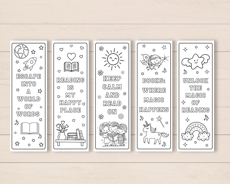 Coloring Bookmarks, Printable Bookmarks, Bookmarks for Kids, DIY Bookmarks, Bookmarks to color, Bookmark Set, Kids Coloring, Gifts for Kids