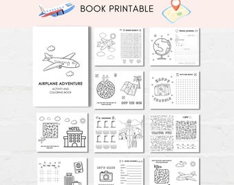 Airplane Activity Book, Travel Activities for Kids, Travel activity book, Airplane Activity, Travel Games, Travel Activities Printable