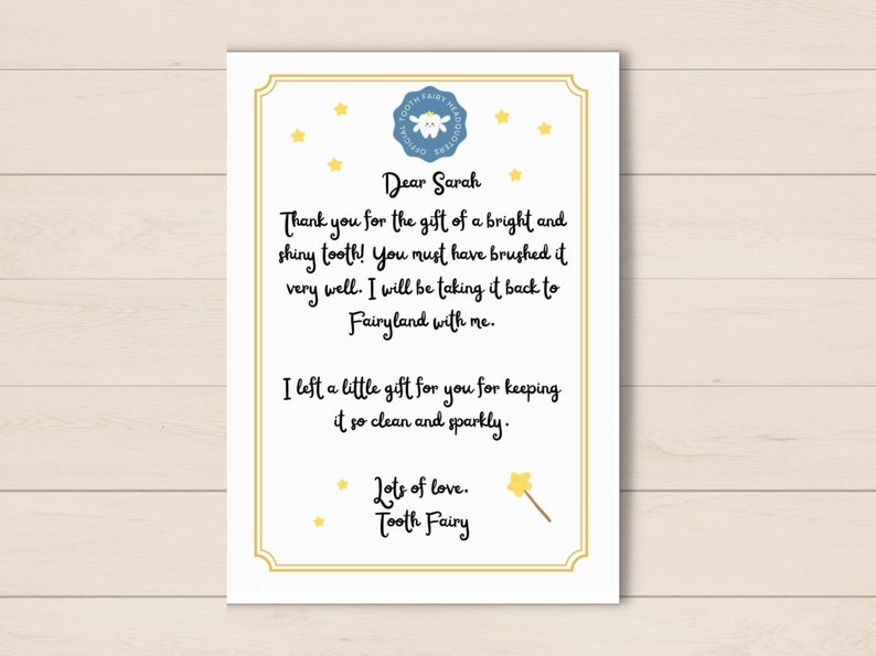 Make the Tooth Fairy's visit even more magical with this editable Tooth Fairy Letter Printable! This enchanting tooth fairy note can be personalized with your child's name, making it a cherished keepsake.