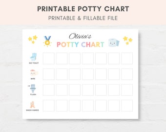 Potty Chart Printable, Potty Training Chart, Potty Training, Potty Printable, Toilet Training Reward, Preschooler Reward, Potty Chart