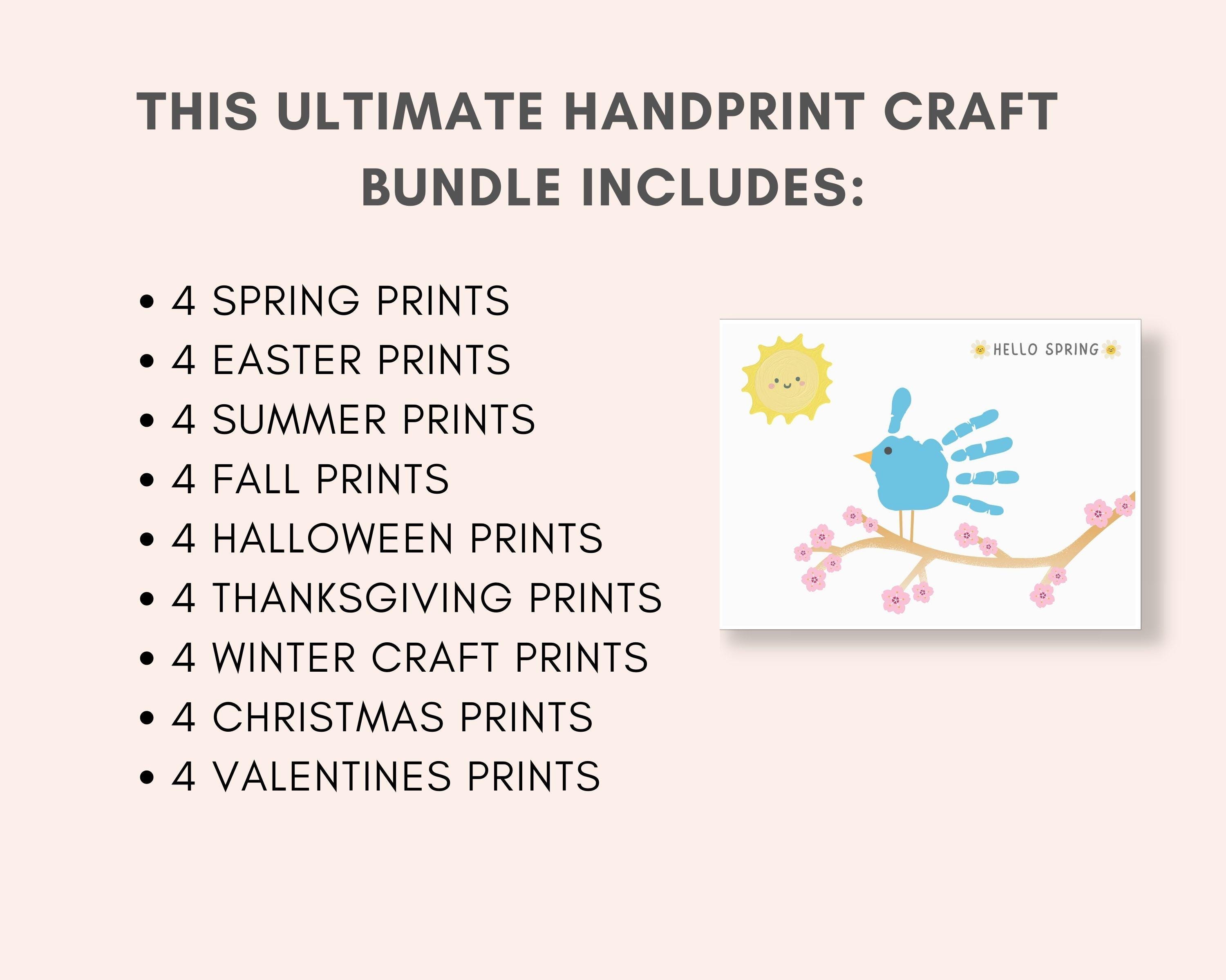 Print Handcraft Pattern HANDPRINT CRAFT BUNDLE, Handprint Keepsake, Handprint Art, Handprint ...