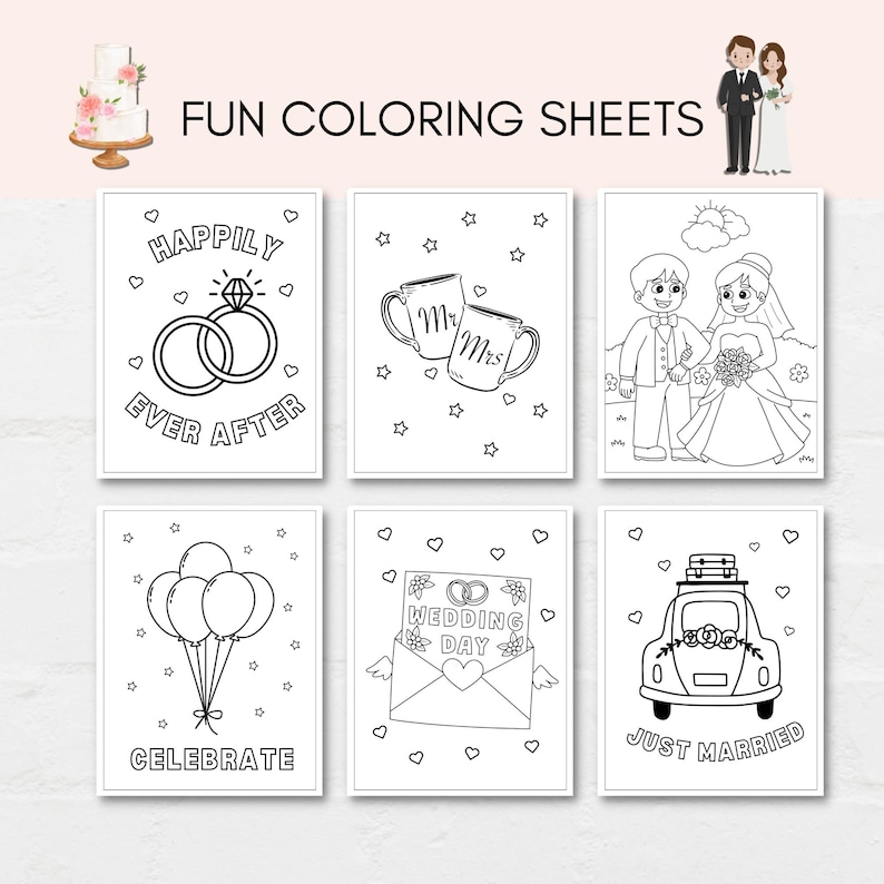 This fun Wedding Activity Pack is a perfect way to keep kids engaged at your wedding. The PDF has fun Wedding games and wedding themed coloring sheets. It can also be used as a party favour.