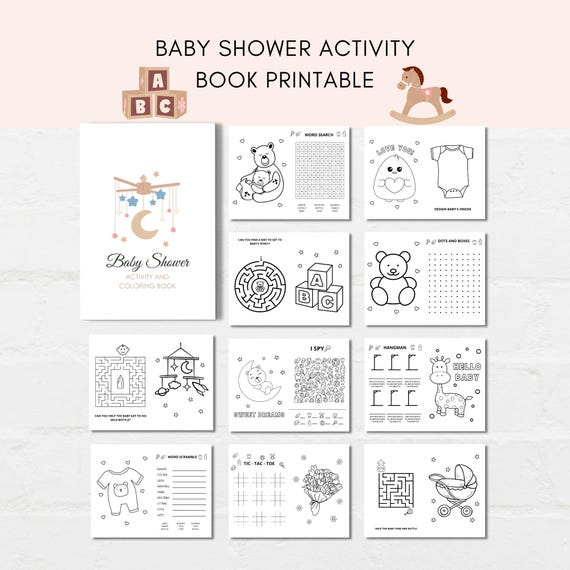 Baby Shower Kids Activity Book, Baby Shower Activity, Baby Shower Games, Kids Activities, Baby Shower Coloring, Baby Shower Activities
