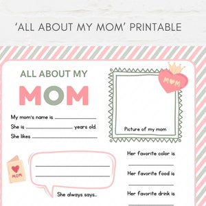 Keep kids engage with this Kids Mothers Day Printable, ‘All About Mom’! This delightful childrens Mom interview activity is a perfect way for little ones to express their love and appreciation.