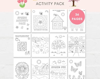 Spring Activity Printable, Spring Coloring Pages, Spring Kids Game, Spring Activity Pack, Spring Word Search, Spring I Spy, Spring Printable