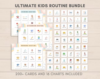 Routine du matin, Routine du coucher, Cartes de routine, Tableau de routine, Tableau des responsabilités, Tableau des tâches pour enfants, Routine scolaire, École à la maison, Corvées