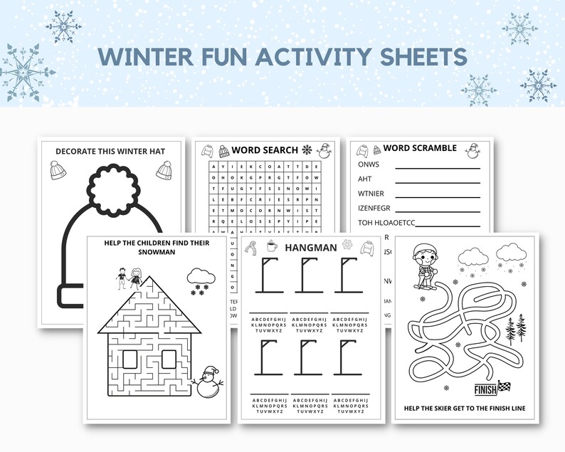 Winter Activity Printable Winter Games Winter Printable - Etsy