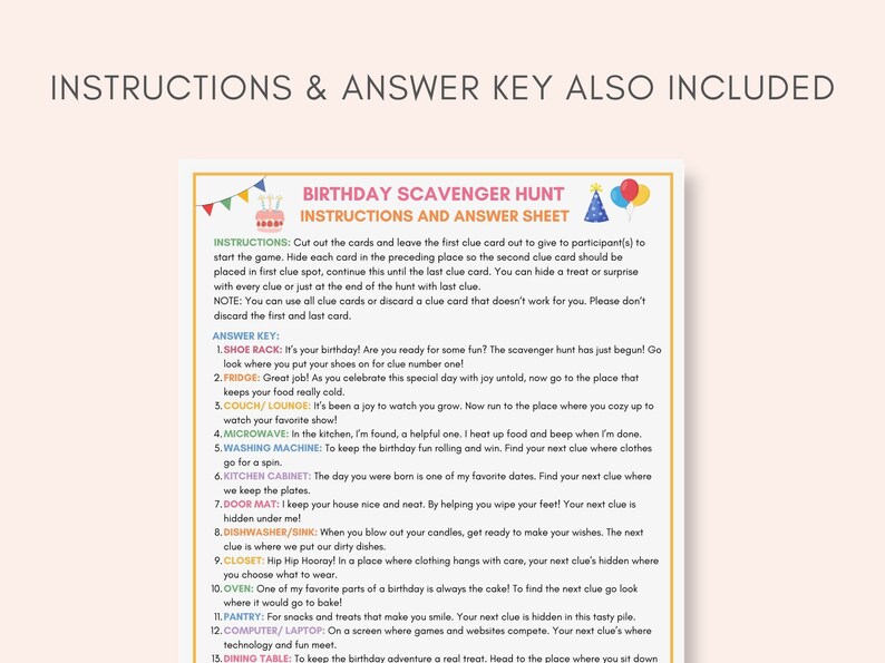 Elevate your childs birthday celebration with this Birthday Scavenger Hunt Printable! This engaging activity promises adventure, and precious memories.