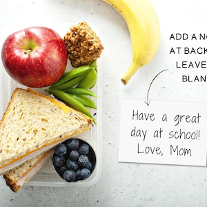 These Lunchbox notes are a perfect way to brighten your child's day! Simply print and cut, add a note at back or leave it blank. You will also receive a bonus blank sheet to write your own notes, print as many time as you need.