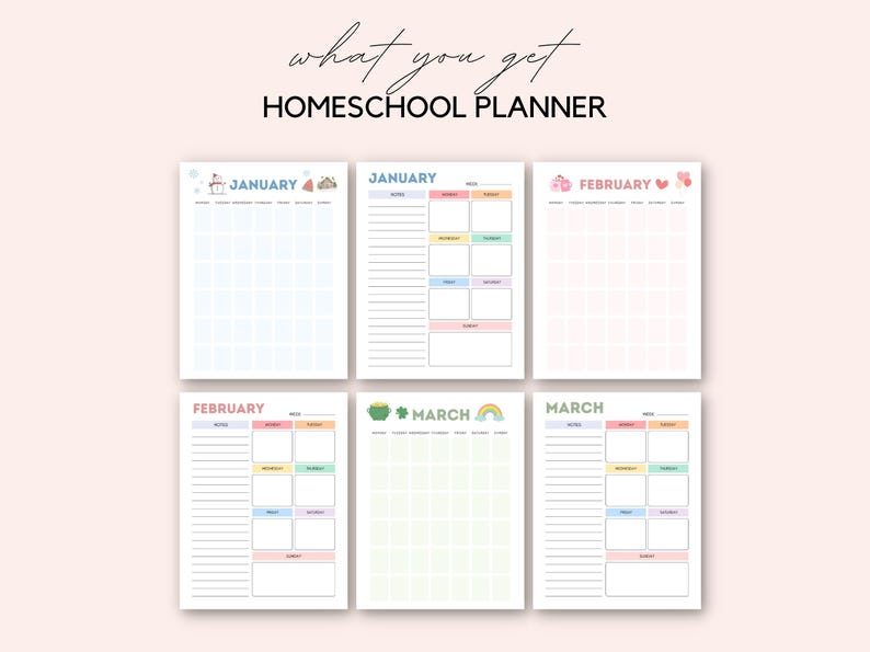 Homeschool Planner Printable, Homeschool Planner PDF, Kids Homeschool ...