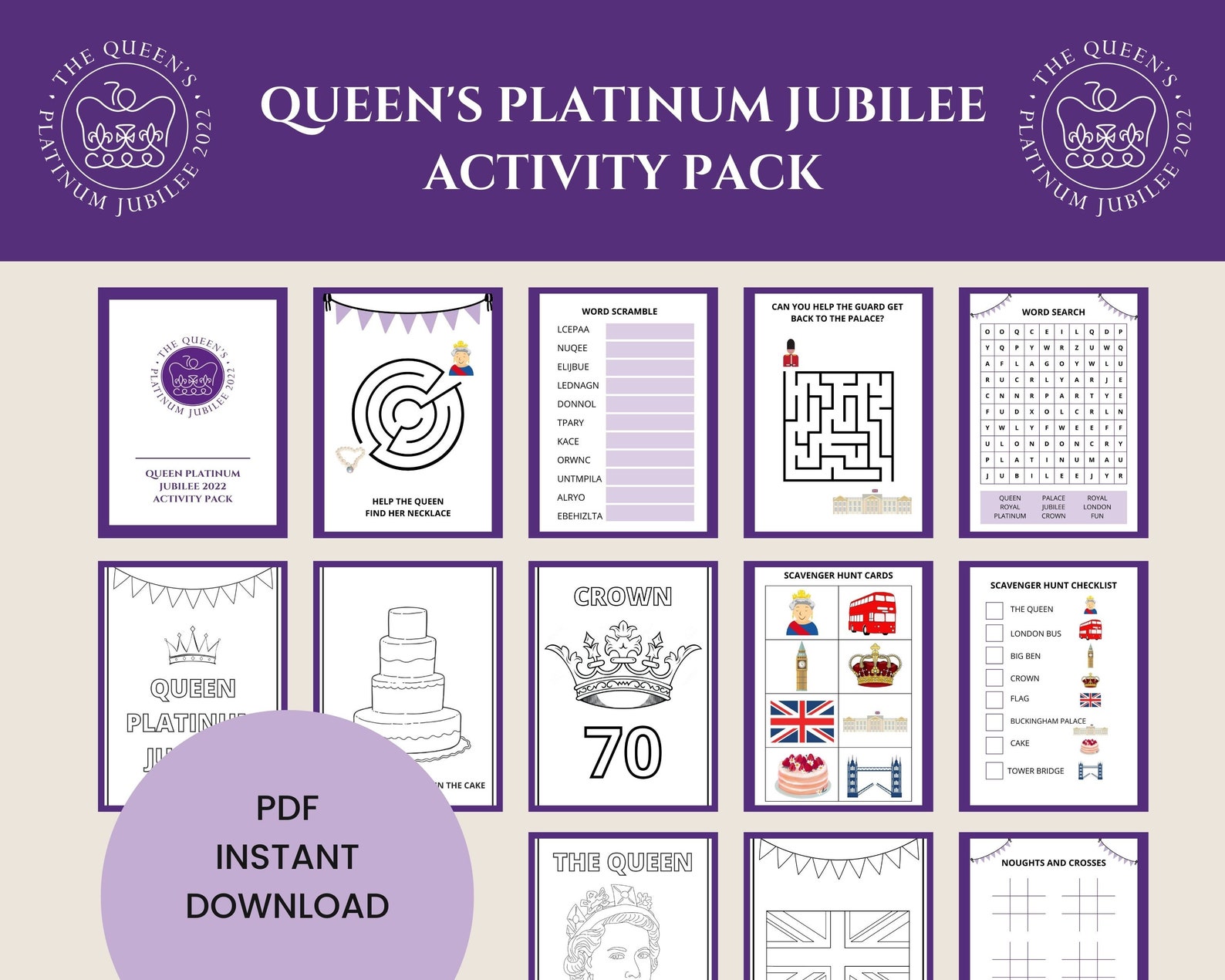 Platinum Jubilee Activity Printable Jubilee Games Printable Etsy India