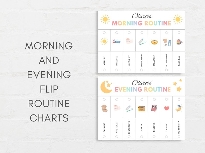 Simplify your childs daily routine with these Morning and Evening Routine Flip Charts. These versatile flip charts make it easy for kids to stay organized while having fun.