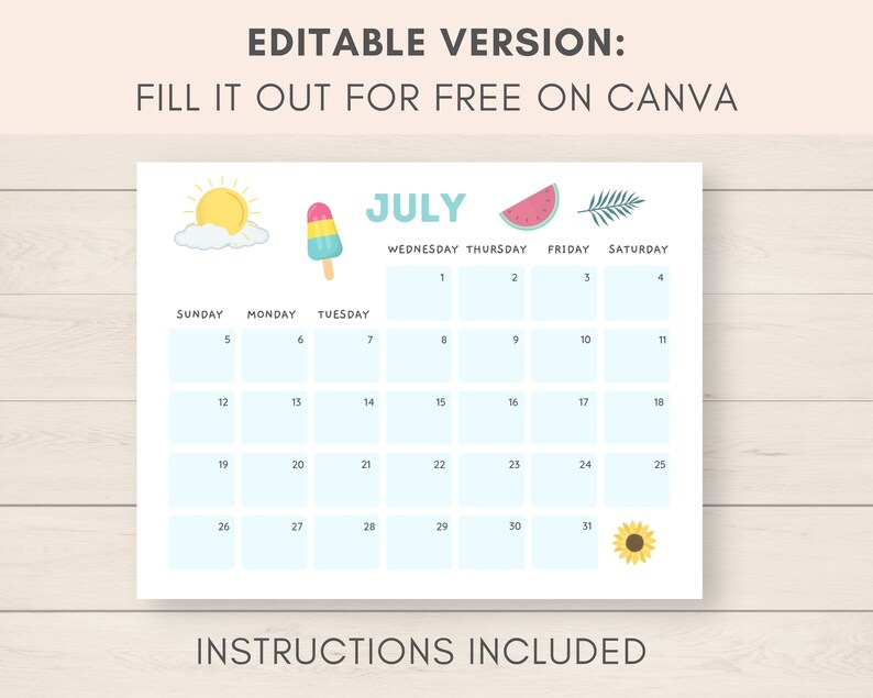This cute and aesthetic 2026 calendar printable is a fun way to keep track of dates and events throughout the year. It includes ready to print and editable version.