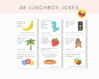 Blagues de boîte à lunch imprimables, notes de boîte à lunch, blagues pour les enfants, cartes de boîte à lunch, blagues scolaires, énigmes pour enfants, notes imprimables de boîte à lunch, PDF