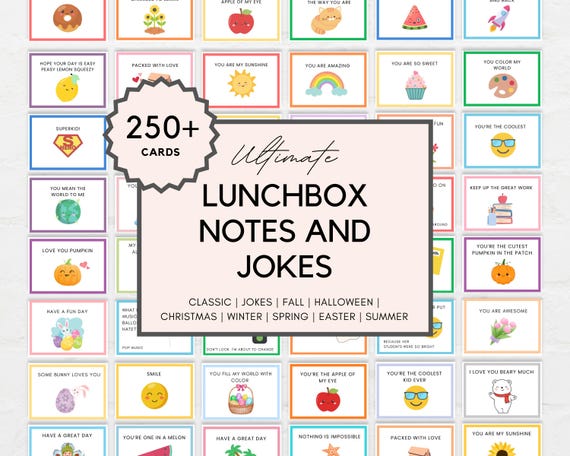 LUNCHBOX NOTES BUNDLE, Lunchbox notes, Printable Lunch Notes, Lunchbox Jokes, Back to School Notes, Lunch Notes For Kids, Cute Lunchbox Note