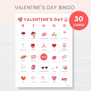 Valentines Day Bingo, Valentines Bingo, Valentines day Game, Printable Valentines Bingo Cards, Valentines Printable, Valentines Day Activity
