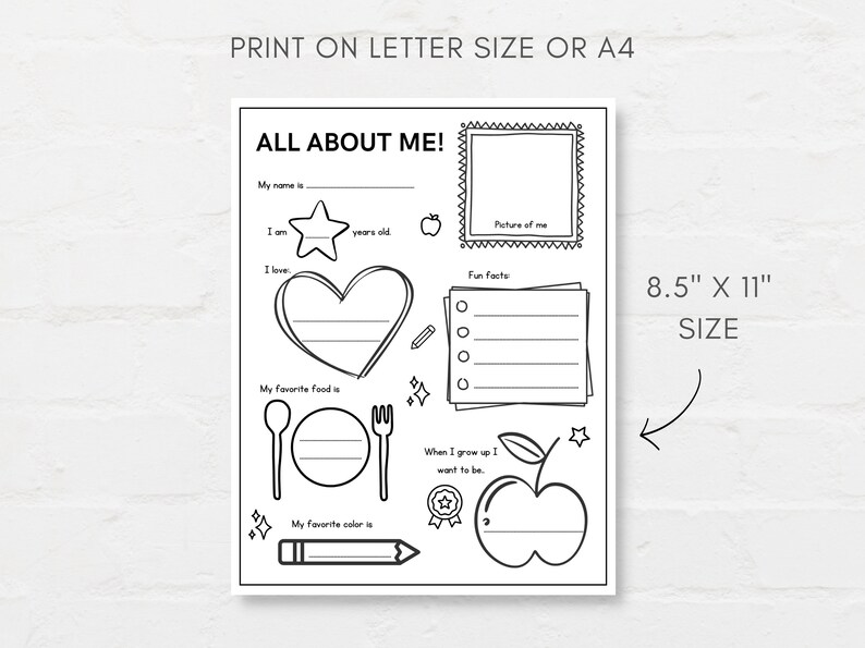 Introduce your child to the world of self-expression with this All About Me printable worksheet! Perfect for classrooms, homeschooling, or fun activities at home.