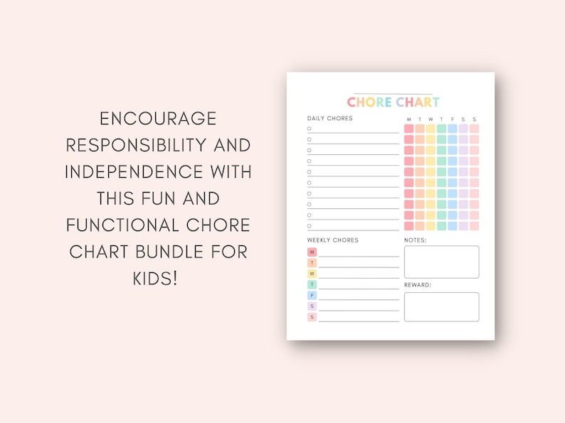 Encourage responsibility with this fun Chore Chart Bundle for Kids! This printable set is perfect for families who want to establish daily routines and teach kids discipline.