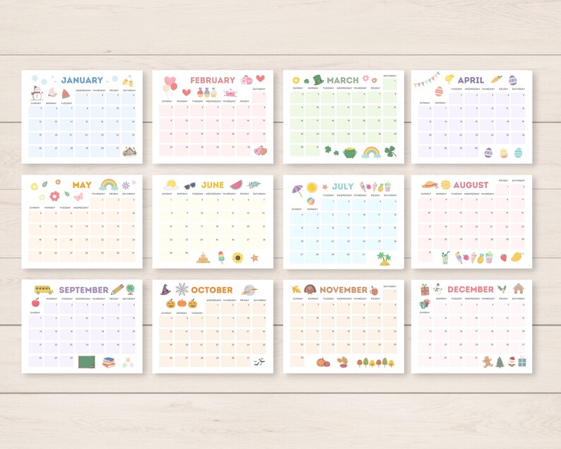 2024-2025 Calendar Printable, Printable Calendar, Editable Calendar, 2024 Calendar, 2025 Calendar, 2024 2025 Planner, Monthly Calendar, PDF